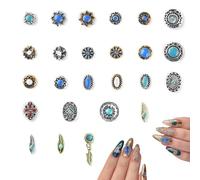 50 PCS Turquoise Metal Nail Charms - Western Cowboy Art Decorations, 3D Nail Gems for DIY Manicure. Mixed Shapes Nail Accessories for Gel & Acrylic Nails - Ideal for Western-Themed Styles