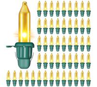 50 Pcs Twinkle Christmas Tree Light Replacement Bulbs, 2.5 Volt Incandescent Gold Christmas Tree String Light Bulbs with Green Base for Indoor Outdoor Xmas Decor