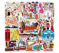 50 Pcs UK England Travel Vinyl Stickers,British Theme Graffiti Stickers,Vinyl Waterproof Sticker for Kids Teens Girls,for Phone Laptop Bottles Skateboard Computer Phone Luggage Guitar Gifts Sticker