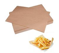 50 PCS Unbleached Parchment Paper - Pre-Cut Baking Sheets, 30 * 20 cm, Brown, Suitable for Baking, Cooking, Grilling, Air Fryer & Steaming