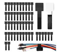 50 PCS Under Desk Cable Management,3 X 9 cm Self-Adhesive Cable Tidy Clips,Black Adjustable Loop No-Drill Cable Organization for Home Office School