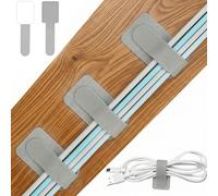 50 PCS Under Desk Cable Management Kit - Self-Adhesive Hook Loop Cable Ties & Clips, Small Black Wire Organizer for TV, PC, Laptop, Ethernet, Desktop (Gray)