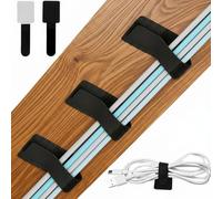 50 PCS Under Desk Cable Management Kit - Self-Adhesive Hook Loop Cable Ties & Clips, Small Black Wire Organizer for TV, PC, Laptop, Ethernet, Desktop