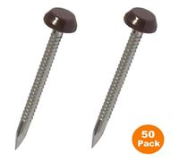 50 Pcs Upvc Panel Pins 30mm Poly Top Pins Nails Plastic Headed Fascia Fixings Roofing Nails Brown