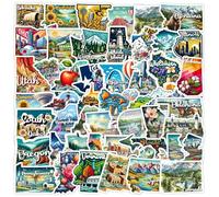 50 Pcs US State Travel Stickers Laptop Car Scrapbook Phone Skateboard Suitcase Luggage Bike USA City Travel Vinyl Waterproof Aesthetic Personalised Stickers for Teens Boys Girls Adults