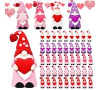 50 PCS Valentine's Day Mini Gnomes Figures | Rubber Heart Gnomes Sculpture | Gnome Statues | Faceless Dolls Pink Love Standing Dwarf | for Table Room Shelf Party Indoor Outdoor Valentine's Day Party