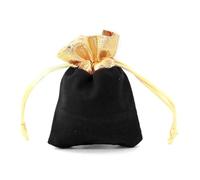 50 Pcs Velvet Jewelry Bags, Drawstring Velvet Cloth Jewelry Pouches Gold Trim for Wedding Candy Birthday Favor Bags (Black 7 * 9cm)