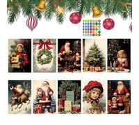 50 Pcs Vintage Christmas Postcards Christmas Greeting Card Vintage Winter Christmas Santa Claus Antique Postcard Gift Message CardMerry Christmas Greeting Cards(with 120 Colored Dot Stickers)