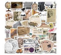 50 Pcs Vintage Scrapbooking Sticker Set, Vintage Stickers Vinyl Retro Stickers for Laptop Guitar Scrapbook Aesthetic Sticker Aesthetic Botanical Deco Paper Sticker for Scrapbooking DIY