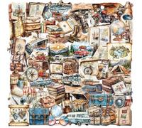 50 Pcs Vintage Travel Stickers for Kids Teens Adults Boys Girls Gift,Cute Retro Transparent Decals Pack for Laptop,Skateboard,Luggage,Car,Bike,Cup,Computer,Water Bottle Decor,Vinyl Waterproof Stickers