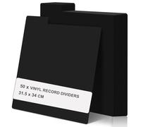 50 Pcs Vinyl Record Dividers, 31.5x34cm Plastic Record Divider with Tabs, Reusable LP Organizers DIY Blank Album Vinyl Separators for 33 RPM LP Organization (Black)