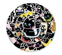 50 pcs Vinyl Stickers Pack Black cat Bow Cute Cartoon Kawaii Animal Hand Drawn DIY for Laptop Water Bottle Suitcase Skateboard Journal