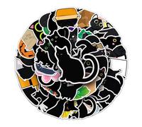 50 pcs Vinyl Stickers Pack Black cat Cute Cartoon Animal Kawaii DIY Waterproof for Laptop Water Bottle Suitcase Skateboard Journal