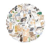 50 pcs Vinyl Stickers Pack Hand Drawn Cute cat Cartoon Kawaii Aesthetic Waterproof Decals for Notebook Laptop Phone Journal Girls Teens