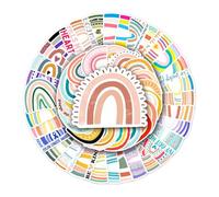 50 pcs Vinyl Stickers Pack Rainbow Bridge Cute Pastel Cartoon Aesthetic Waterproof Decals for Laptop Suitcase Skateboard Journal Teens Girls Kids