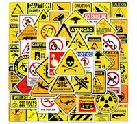 50 Pcs Warning Stickers for Adults,Warning Stickers Pack for Laptop,Skateboard,Luggage,Car,Bike,Cup,Computer,Water Bottle Decor,Vinyl Waterproof Decals