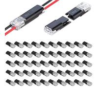 50 Pcs Waterproof Automotive Wire Connectors 2 Pin Push Fit Electrical Cable Connector Kit - Quick Splice 18-22 AWG Solder-Free Terminal Block for Car, Boat, LED Lighting, 12V