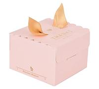 50 Pcs Wedding Cake Box, Candy Chocolate Gift Box, Elegant Paper Favor Box with Smooth Finish for Weddings Parties Anniversaries, Includes Pink Feather Marble Golden (pink thanks)
