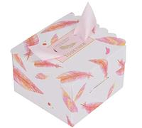 50 pcs Wedding Candy Box, Paper Chocolate Cake Decoration Box, Elegant Pink Feather Marble Golden Wings Gift Box for Weddings Parties Anniversaries Festivals (pink feather)