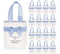 50 Pcs Wedding Gift Bags with Bow Ribbon Handles 6.2x7.2x2.5 Inch Paper Thank You Bags Bulk Wedding Favor Paper Bag for Party Favor Bridesmaid Gift Bridal Baby Shower Birthday Supplies(Dusty Blue)