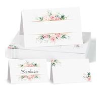 50 Pcs Wedding Place Cards Flower Table Seating Cards Paper Tented Wedding Name Cards for Table Setting Birthday Dinner Party