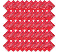50 Pcs Western Unisex Bandanas Paisley Cowboy Polyester Bandana Multi Purpose Headband for Men Women Bulk Handkerchief, Red, 22 x 20 inches