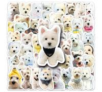 50 Pcs Westie Dog Stickers Pack, Cute White Terrier Waterproof Vinyl Decals for Laptop, Scrapbook, Phone Case, Water Bottle, Notebook, Suitcase, Journal, DIY Decor Featuring West Highland Terrier Desi