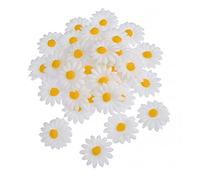 50 PCS White Fabric Daisy Flower Heads Fake Flowers 4 cm Artificial Daisies Craft for Easter Bonnet Wedding Party Decorations