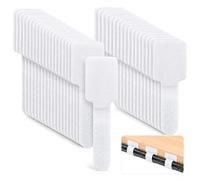 50 Pcs White Self-Stick Cable Management Fasteners, Reusable Hook & Loop Cord Wraps, No-Drill Adhesive Wire Holders for Desk, Home Appliance & Electronic Cord Organization