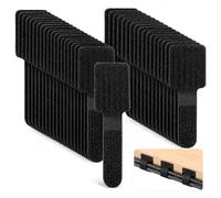50 Pcs White Self-Stick Cable Management Fasteners, Reusable Hook & Loop Cord Wraps, No-Drill Adhesive Wire Holders for Desk, Home Appliance & Electronic Cord Organization