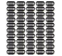 50 Pcs Wig Clips 8 teeth Hair Extension Clips with Metal Snap for Hair Extensions (28mm Black)