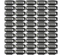 50 Pcs Wig Clips 9-teeth Hair Extension Clips with Rubber Metal Snap for Hair Extensions (32mm Black)
