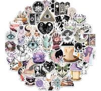 50 PCS Witch Sticker, Waterproof Vintage Vintage Fairy Stickers for Scrapbooking Skulls Self-Adhesive, Magic Witch Gothic Darkness Theme Stickers for DIY Scrapbook, Laptop, Planner, Journal