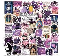 50 PCS Witch Stickers, Purple Witchy Sticker Self-Adhesive Cartoon Magic Witch Gothic Stickers, Funny Vintage Waterproof Reading Sticker for DIY Scrapbook, Laptop, Planner, Journal