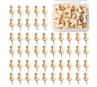 50 Pcs Wood Push Pins, Stainless Steel Wooden Thumb Tacks with Plastic Storage Box, Cork Bulletin Board Rustproof Drawing Pins Suitable for Office School Home Use Map Cork Notice Board(26m*10mm)