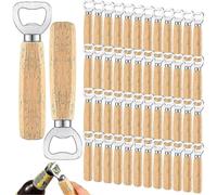 50 Pcs Wood Wine Bottle Opener Stainless Steel Bottle Opener Wood Handheld Heavy Duty Bartender Bottle Openers Cider Bottle Opener Engraved Gift Set F