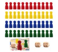 50 Pcs Wooden Pawns Board Game Pieces Multicolor Pawns Board Game Pawns Replacement with 2pcs Dice Ideal for Tabletop Games Flight Chess Educational Learning Crafts DIY Projects Accessories