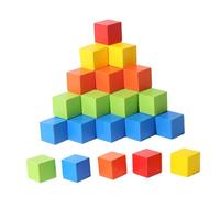 50 Pcs Wooden Stacking Blocks, Math Toys, Sorting Toys, Small Stacking Cubes Colorful 3D Geometric Solids Learning Toys Educational Toy Early Math Manipulative and Geometry School Supplies