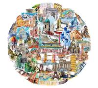 50 Pcs World Landmark Stickers, Transparent Travel Decals for Luggage, Laptop, Phone Case, Journal, and Guitar | Waterproof Vinyl Stickers Featuring Iconic Global Landmarks