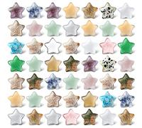 50 Pcs Worry Stones Star Shaped Crystal Stones Bulk 0.8 Inch Mini Crystal Stones Assorted Star Crystal Pocket Carved Stone Star Gemstones for Witchcraft Meditation Balancing DIY Jewelry Decor (Lovely)