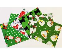 50 pcs x 4" or 5” - Christmas Polycotton Fabric Patchwork Squares - Simply Sew Crafty™ (Green, 50 pcs x 4")