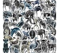 50 Pcs X-Ray Animal Bones Stickers for Children Teens Girls Boys,Transparent Animal Stickers for Water Bottles Bicycle,Skateboard,Laptop,Computer,Waterproof Vinyl for Wall,Graffiti Stickers