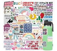50 PCS Y2K Stickers Vinyl Waterproof Cute Funny Aesthetic Stickers for Laptop Skateboard Scrapbook Computer Water Bottle Luggage Helmet Bike Car, Downtown Girls (Negative Sayings)