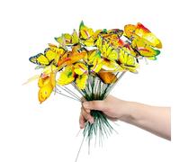 50 pcs Yellow 3D Butterfly Garden Stake Decor,Garden Decor for Outside