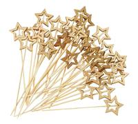 50 pcSet - 5.5" Star-Shaped Bamboo Cocktail Picks, Christmas Cocktail Decorations,Luxe Toothpicks for Culinary Delights, Perfect for Holiday, Party Décor, Ideal for Charcuterie, Canapés, Fruits, De