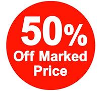 50 Percent Off Marked Price Stickers - 200 Pack - 45mm