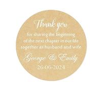 50 Personalised 40mm Thank You for Sharing Our Next Chapter Labels,Wedding Favour Stickers,Wedding Shower Party Favours,Envelopes Invites Seals,Party Bags Sweet Cone Labels,Jars,Crafts - Rd 277