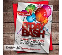 50 Personalised Birthday Invitations/Party Invites Choose from 39 Stunning Designs • 18th 21st 30th 40th 50th - Any Age. Customise All Wording and Colours | Design 30