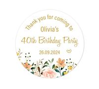 50 Personalised Birthday Stickers 1ST 16TH 50TH Birthday or Anniversary Party Favour Labels Fabulous 40TH After Party Thank You Sweet Bag Seals - Rd 755 (02 Golden Theme)