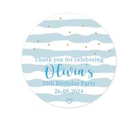 50 Personalised Birthday Stickers 1ST 16TH 50TH Birthday or Anniversary Party Favour Labels Fabulous 40TH After Party Thank You Sweet Bag Seals - Rd 755 (05 Blue Theme)